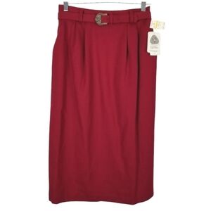 Evan Picone Women Wool Midi Pencil Skirt Vtg Size 10 XS Red Western Secretary